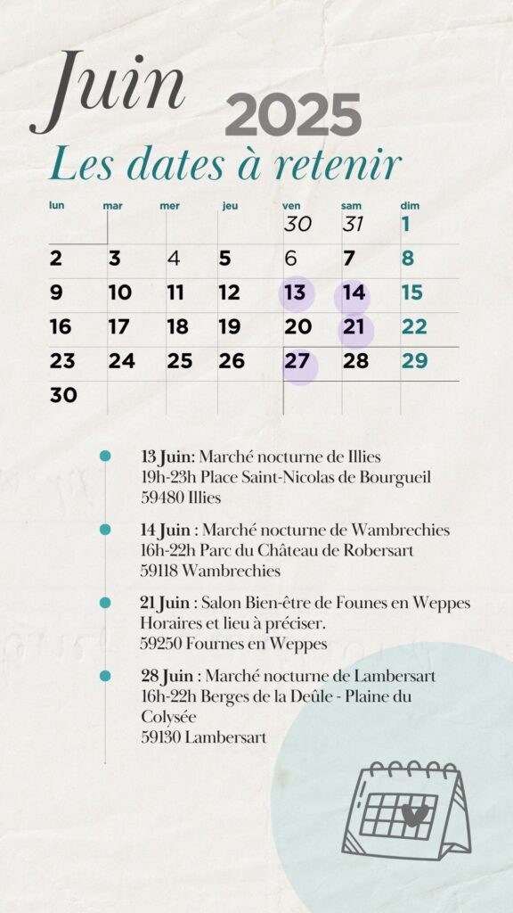 dates des marchés et salons en juin La Boutique de Nadg